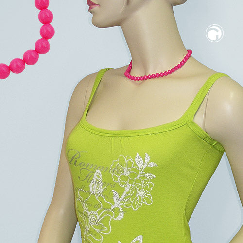 Chain 8mm plastic beads pink-pink-shiny