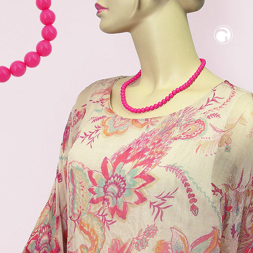 Kette 8mm Kunststoffperlen rosa-pink-glänzend