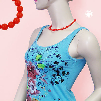 Chain 8mm plastic beads orange-red-shiny