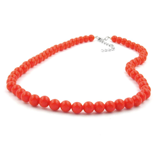 Chain 8mm plastic beads orange-red-shiny
