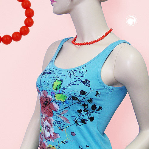 Kette 8mm Kunststoffperlen orange-rot-glänzend