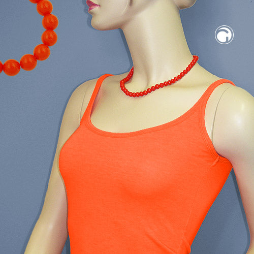 Kette 8mm Kunststoffperlen orange-rot-glänzend