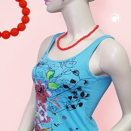 Kette 8mm Kunststoffperlen orange-rot-glänzend