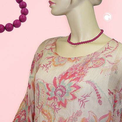 Chain 8mm plastic beads berry-violet-shiny