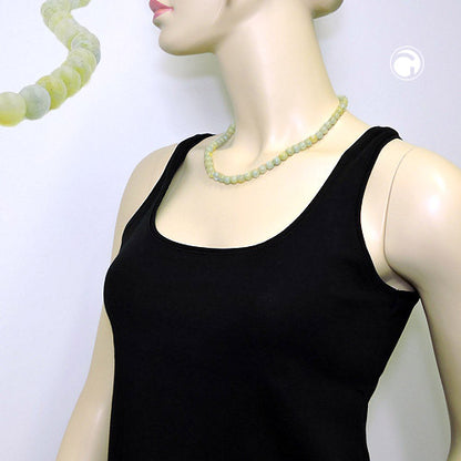 Kette 8mm Kunststoffperlen türkis-grün-weiß-gelb-marmoriert