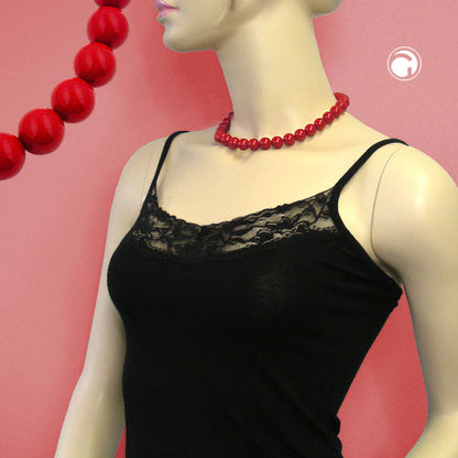Chain 10mm plastic beads red-shiny