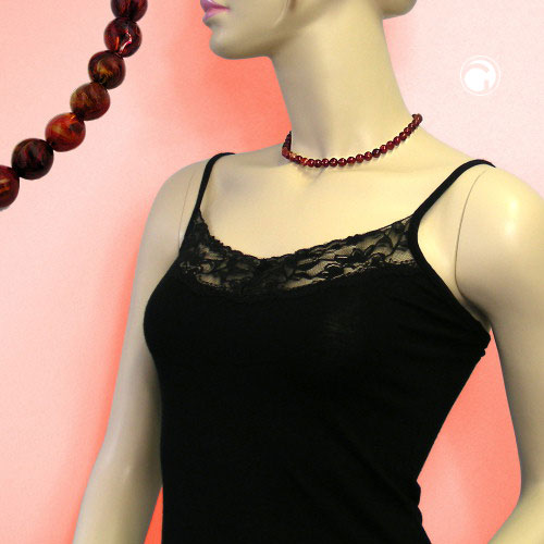 Chain 8mm square pearl plastic red-gold marbled shiny 40cm