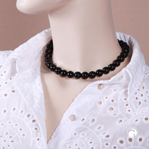 Chain 12mm plastic beads black shiny 40cm