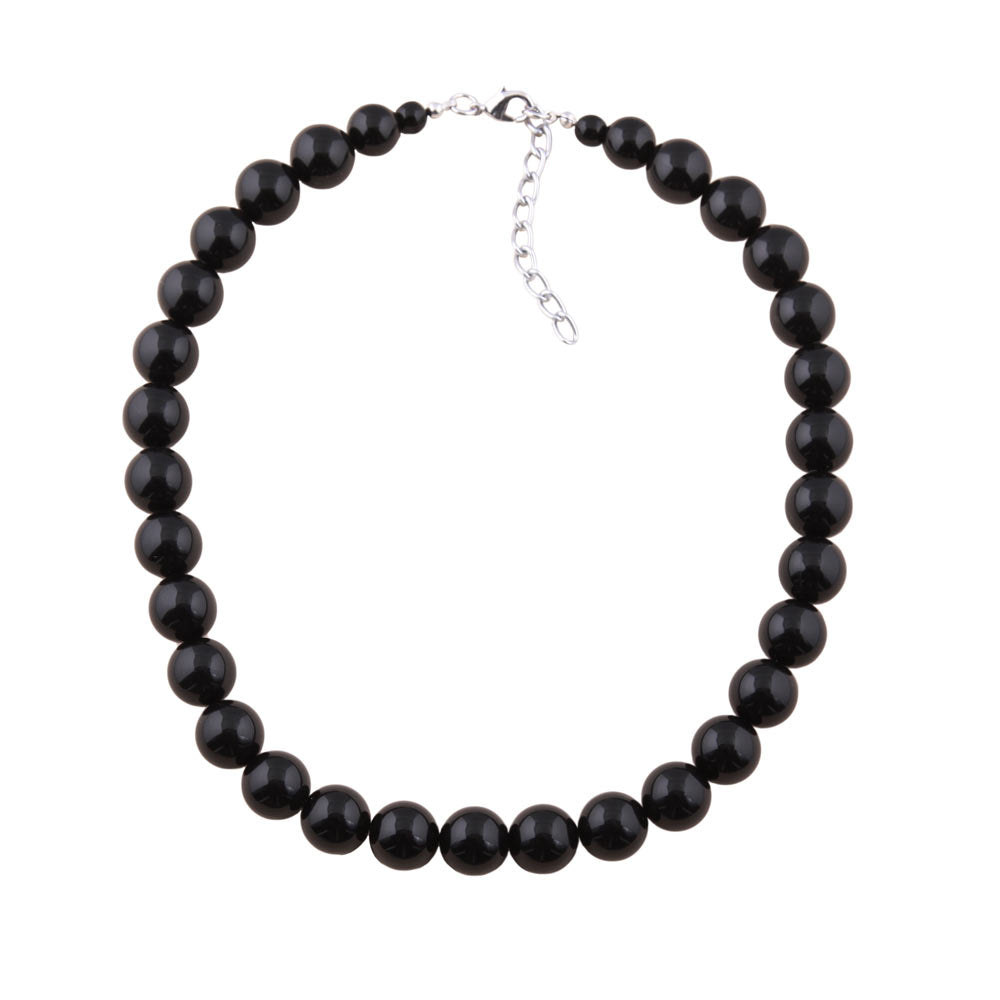 Chain 12mm plastic beads black shiny 40cm
