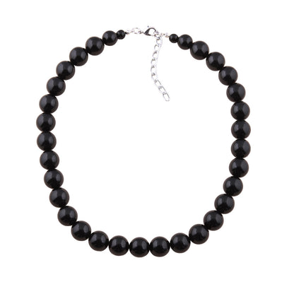 Chain 12mm plastic beads black shiny 40cm