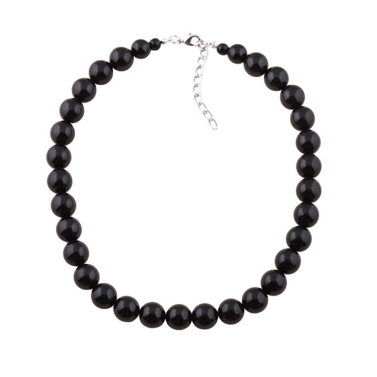 Chain 12mm plastic beads black shiny 40cm