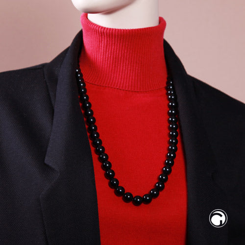 Kette 12mm Kunststoffperlen schwarz glänzend 40cm