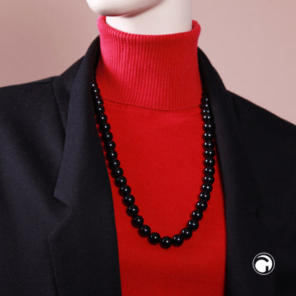 Kette 12mm Kunststoffperlen schwarz glänzend 40cm