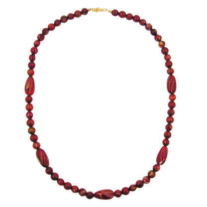 Necklace angle bead plastic red-gold marbled shiny 55cm