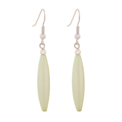 Ear hooks earrings earrings 30x9mm grooved olive plastic light green wax