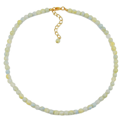 Kette 6mm Kunststoffperlen gelb-grün-blau-weiß-marmoriert 42cm