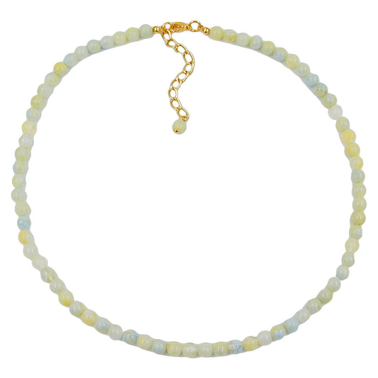 Kette 6mm Kunststoffperlen gelb-grün-blau-weiß-marmoriert 42cm