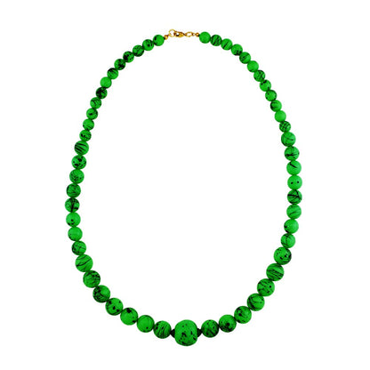 Necklace beads thread bead apple green-black plastic 55cm