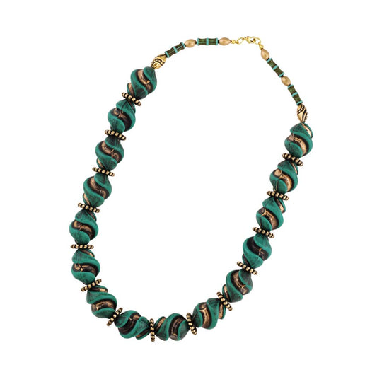 Chain 24x19mm screw bead turquoise-old gold plastic 51cm