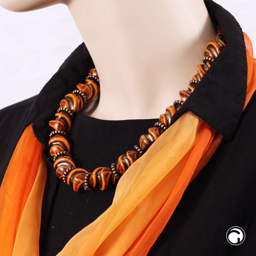 Chain 24x19mm screw bead orange-old gold plastic 51cm