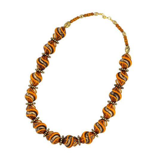 Chain 24x19mm screw bead orange-old gold plastic 51cm