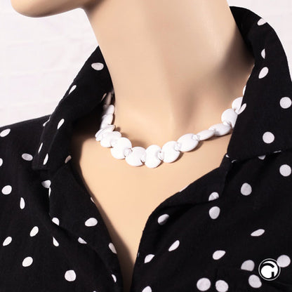 Chain 18mm disc plastic white shiny knot bead white 43cm