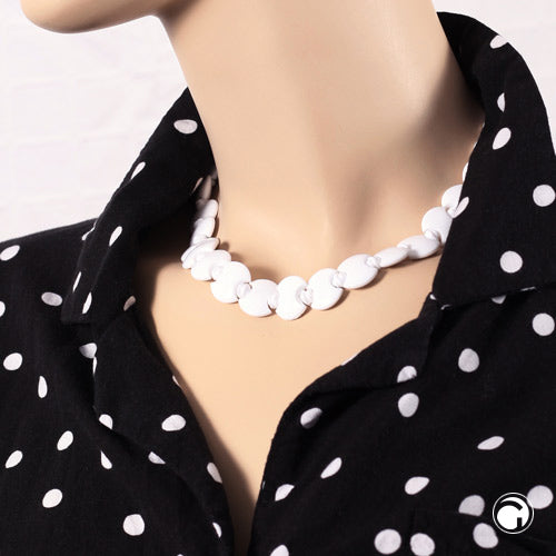 Chain 18mm disc plastic white shiny knot bead white 43cm