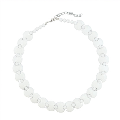 Chain 18mm disc plastic white shiny knot bead white 43cm