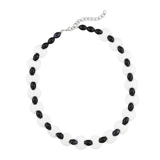 Chain 18mm disc white olive pearl plastic black 43cm