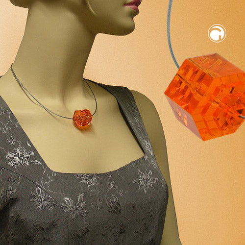 Chain wire chain step bead orange-transparent plastic beads 45cm