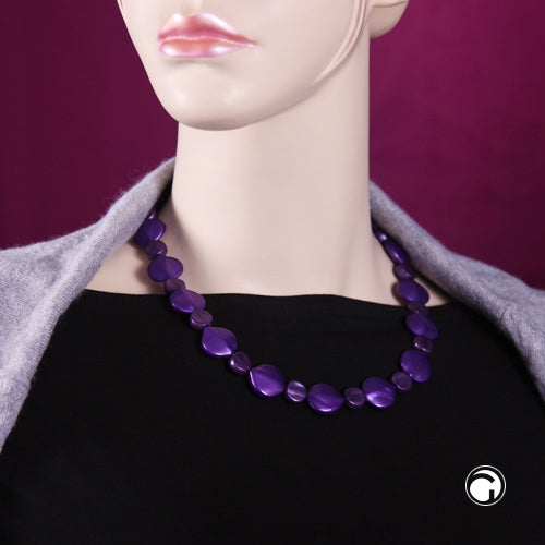 Chain 20x18mm leaf bead plastic purple-silky 50cm