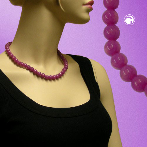 Necklace 10mm plastic beads berry-violet-shiny 45cm