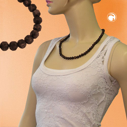 Necklace 8mm plastic pearls baroque pearls brown-black-marbled 55cm
