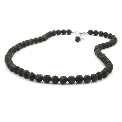 Necklace 8mm plastic pearls baroque pearls brown-black-marbled 55cm