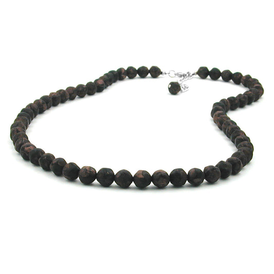 Necklace 8mm plastic pearls baroque pearls brown-black-marbled 55cm