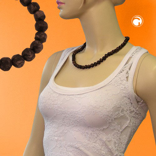 Necklace 10mm plastic pearls baroque pearls brown-black-marbled 50cm
