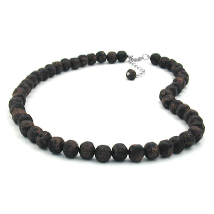 Necklace 10mm plastic pearls baroque pearls brown-black-marbled 50cm