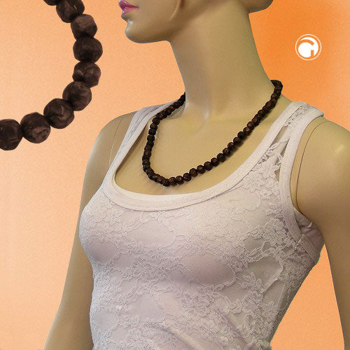 Necklace 10mm plastic pearls baroque pearls brown-black-marbled 60cm