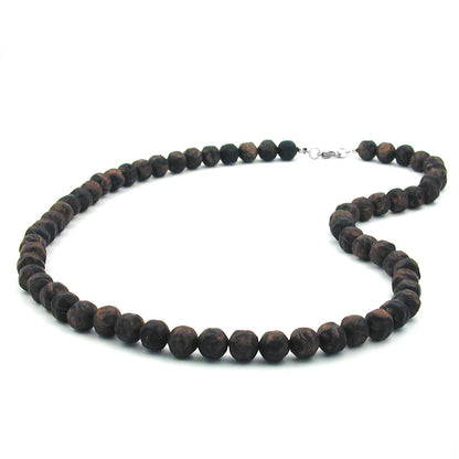 Necklace 10mm plastic pearls baroque pearls brown-black-marbled 60cm