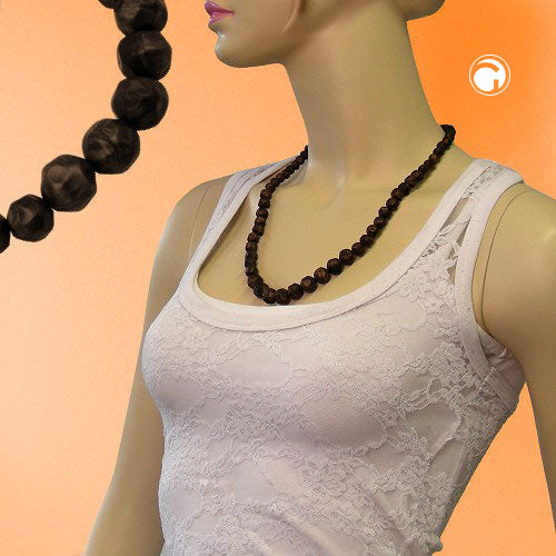 Necklace plastic beads baroque pearls brown-black-marbled gradient 60cm