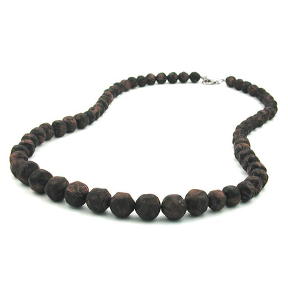 Necklace plastic beads baroque pearls brown-black-marbled gradient 60cm