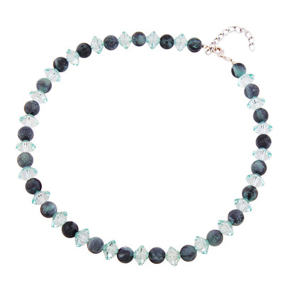 Necklace beads plastic turquoise matt faceted wheel turquoise-transparent 45cm