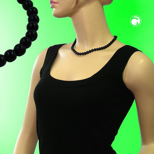 Kette 6mm Perle Kunststoff schwarz-glänzend