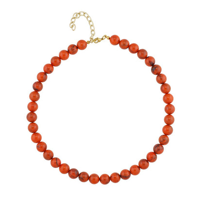 Kette 10mm Rundperle orange-schwarz-marmoriert Kunststoff