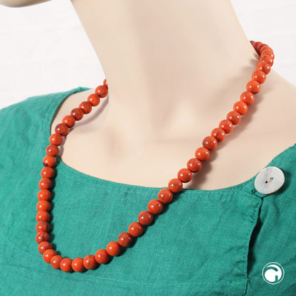 Kette 10mm Rundperle orange-schwarz-marmoriert Kunststoff