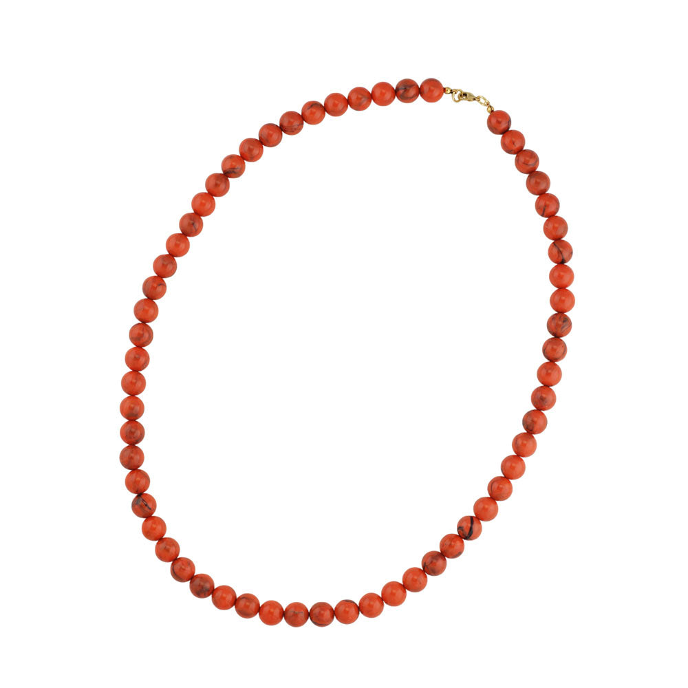 Kette 10mm Rundperle orange-schwarz-marmoriert Kunststoff