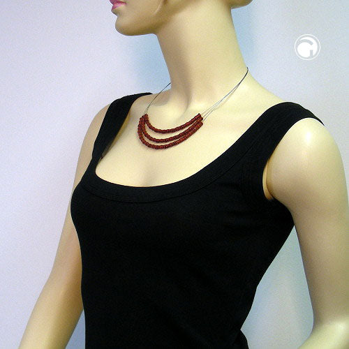Chain wire chain 3-fold bone bead red-black plastic beads 50cm