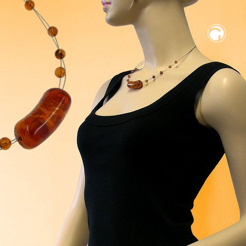 Chain wire chain roller crash-tortoiseshell plastic beads 45cm
