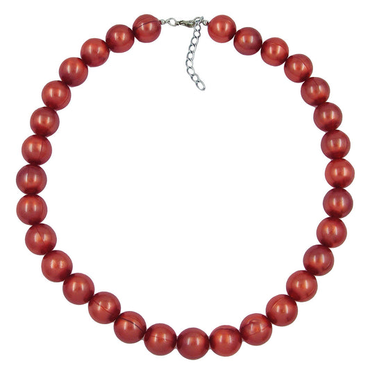 Kette 16mm Perlen Kunststoff rostrot-seidig-glänzend 50cm