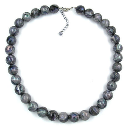 Kette 16mm Perlen Kunststoff grau-marmoriert 55cm